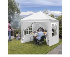 2.5 x 2.5m Pop Up Gazebo Marquee with Sides & Carry Bag – White – Very Good