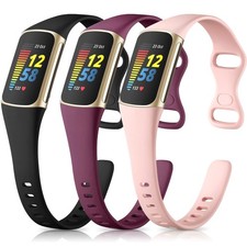 Maledan Compatible Fitbit Charge 5 Bands Women Men Soft Silicone Breathable
