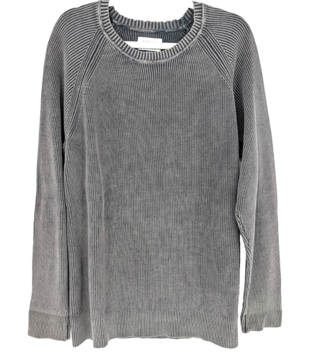 American Eagle Damski szary oversize Luźny prążkowany dzianinowy sweter z okrągłym dekoltem XL