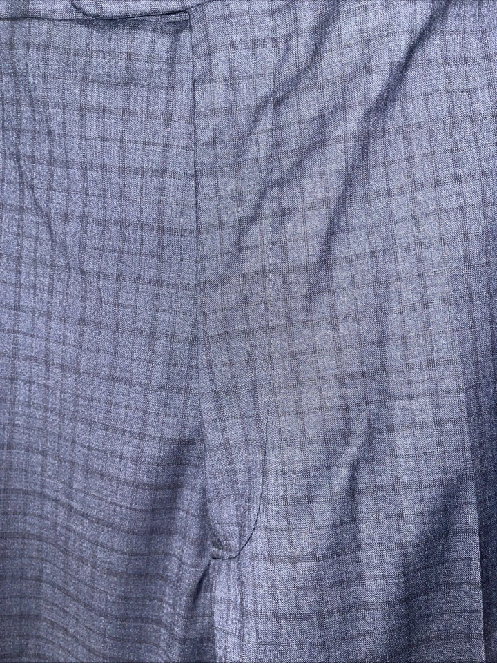 EUC JB Britches Pants Made Italy 100% Wool Blue Plaid Flat Panel Front 44R X 35 - Image 2 of 4