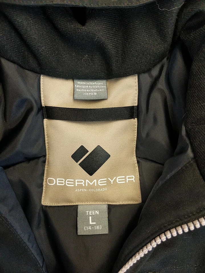 Obermeyer Teen Large (14-16) Jacket Black Hoodie Full Zip - Image 4 of 4