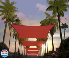 Amgo 14' x 16' Red Rectangle Square Sun Shade Sail Canopy Awning Fabric Mesh 