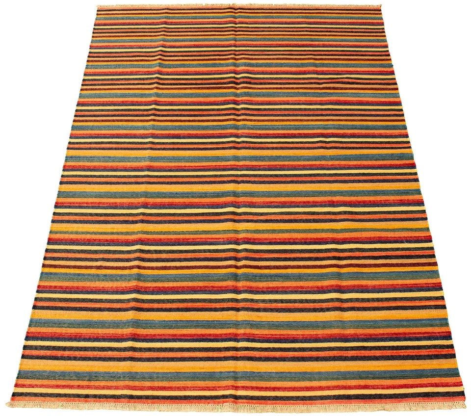 Vintage Hand Woven Traditional Kilim Rug 5'11" x 9'2" Oriental Wool Carpet - Image 3 of 4