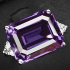 Fabulous Midnight Purple Sapphire 8.80Ct 925 Sterling Silver White Gold Rings