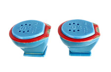 Vintage Blue Plastic Toilet I'm Full of S P Gag Salt Pepper Shaker Set
