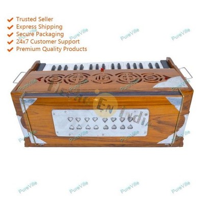 Indian Cultura Two Reeds 3 Octave 37 Keys Harmonium 5 Stopper Multifold Bellow