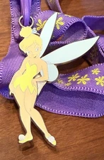 Disneyland Purple Pin Lanyard with TINKER BELL Medallion MINT
