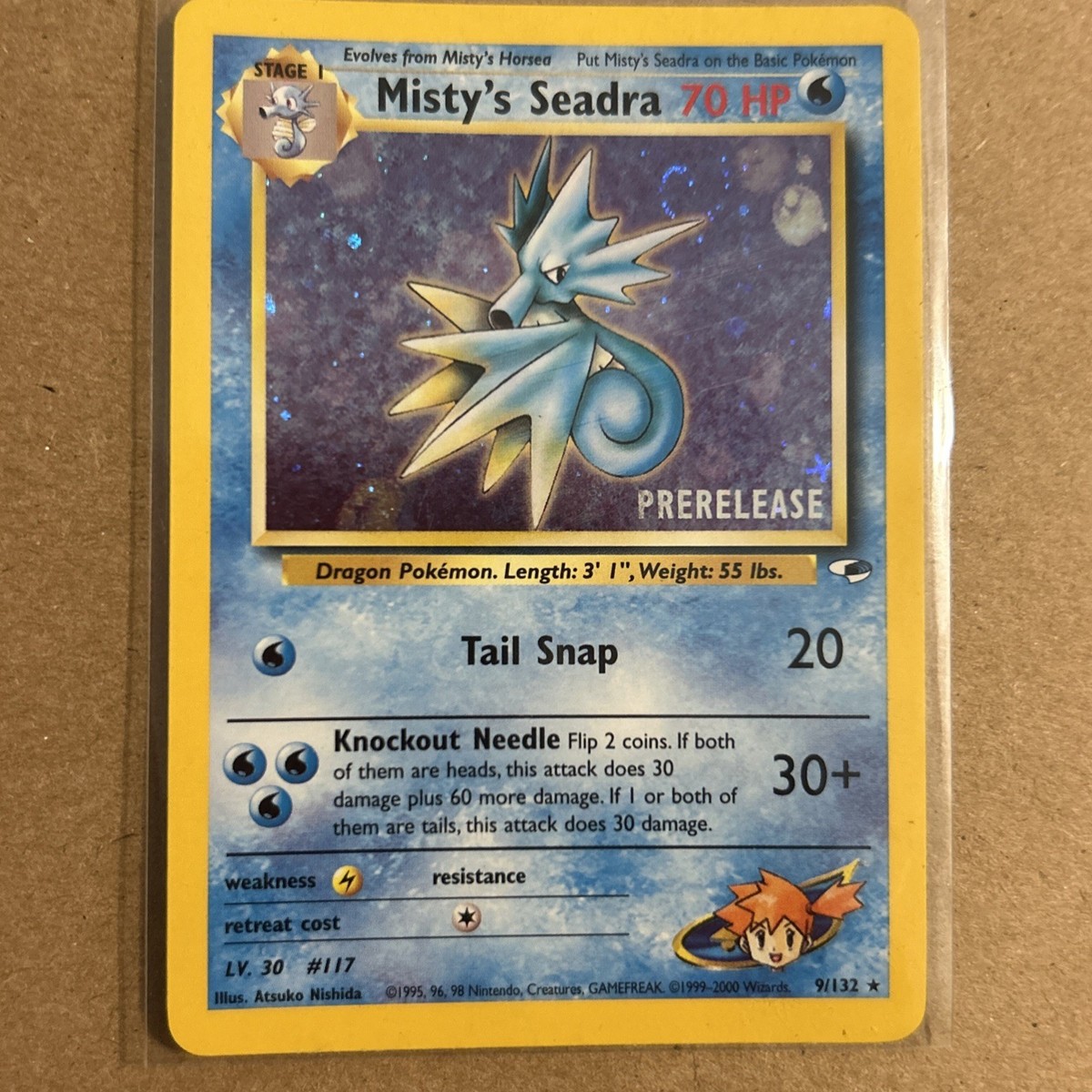 Pokémon TCG Misty's Seadra Holo Rare Prerelease