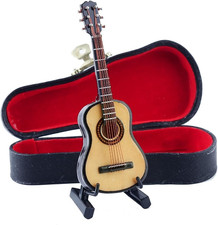 Wooden Miniature Guitar with Stand and Case Mini Musical Instrument Guitar Repli