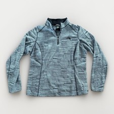 Women s Size XL The North Face Gray Striped Quarter Zip Fleece Pullover