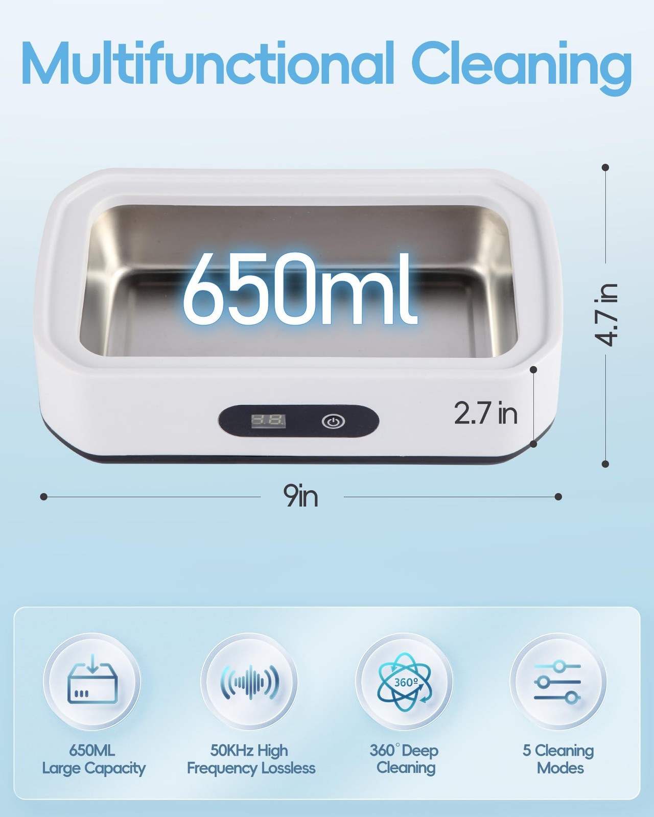 Portable Ultrasonic Jewelry Cleaner- Caring Gift for Family, 304 Stainless St...