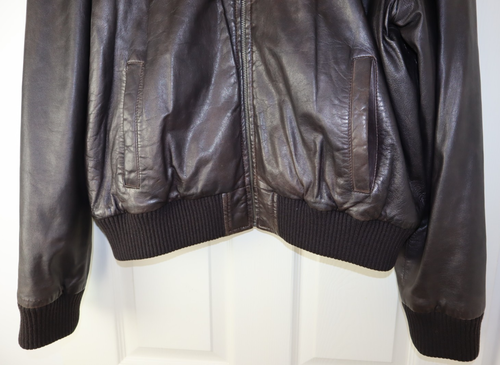 Vintage Men's WOODLAND Soft LEATHER Dark Brown Jacket Size XL Full zip VGC - Picture 3 of 11