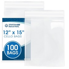 - 12" X 15" 100 Count Crystal Clear Resealable Cello Poly Bags for Packagin...
