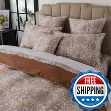 Fadfay Full Size Duvet Cover Set 3-Piece Long-Staple Cotton Vintage Brown