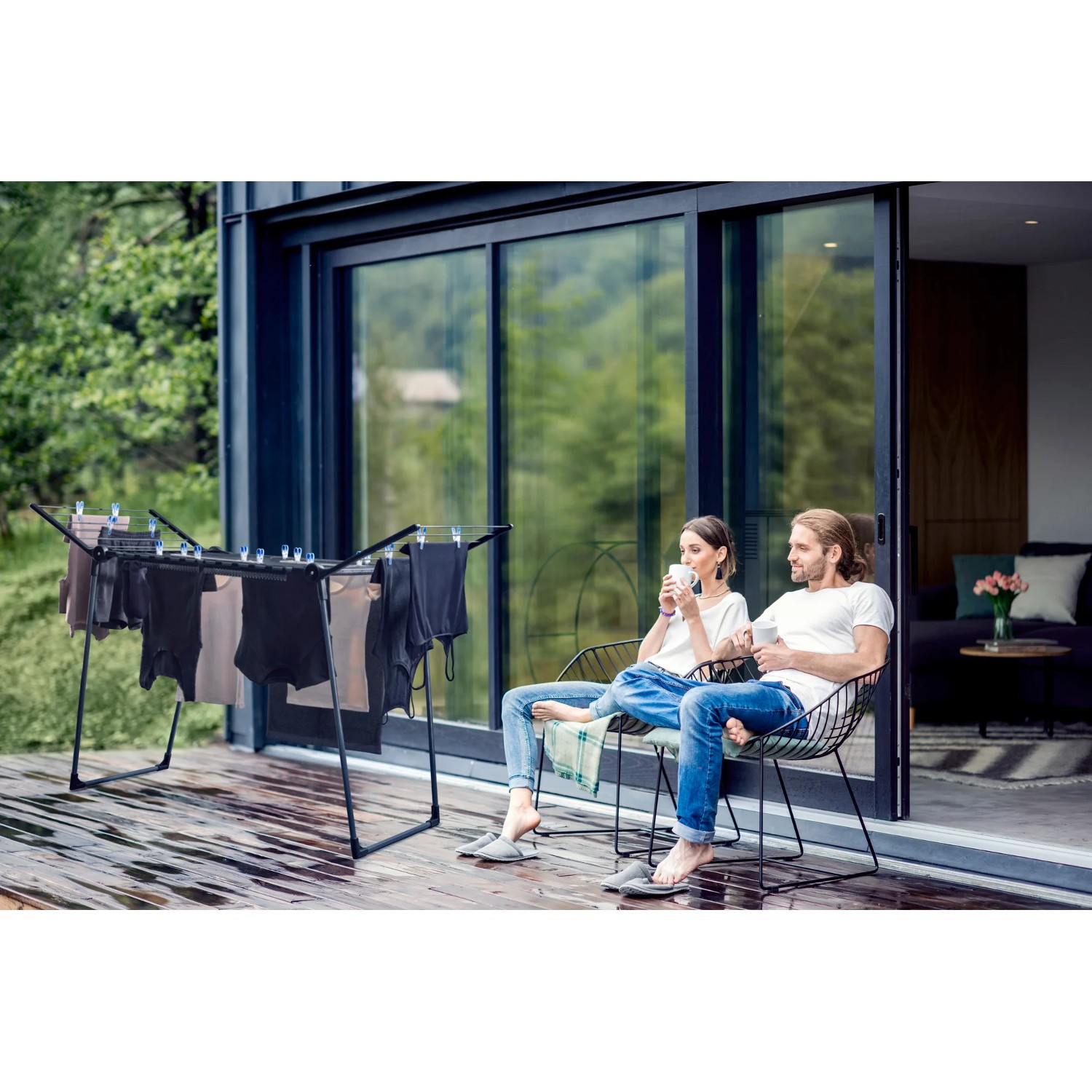 Sèche-linge Pegasus 180 Solid Black Leifheit la solution stable pour sécher deux machines de linge