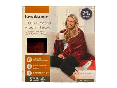 Brookstone N-a-P Heated Plush Throw 50 x 60 Canary *New