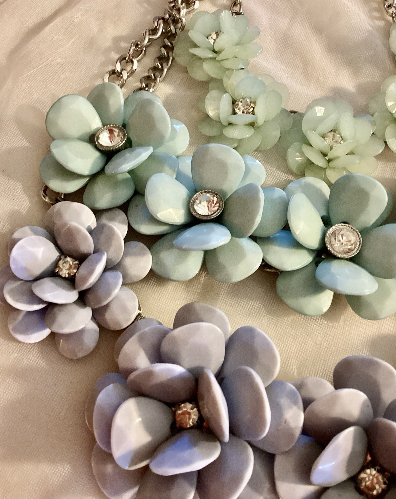 Beautiful Flowered Statement Necklaces 3pc lot - image 2