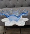 Cambridge Caprice Moonlight Blue Depression Glass Footed Bowl 12”