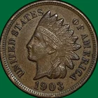 1903 Indian Head Cent Almost Uncirculated AU Coin #34749