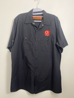 Red Kap Herren Vintage Arbeitshemd Large Schwarz Kurzarm