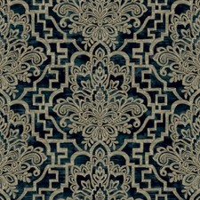 Image of Grandeco Life Damask Trellis Navy Wallpaper A62402 - Vinyl Metallic Paste Wall