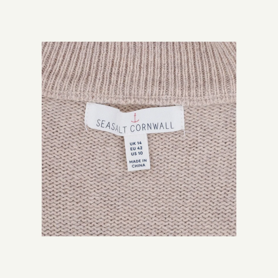 Seasalt Cornwall Womens Beige Turtle neck Striped Long sleeved Jumper Size 14 - Image 3 of 4