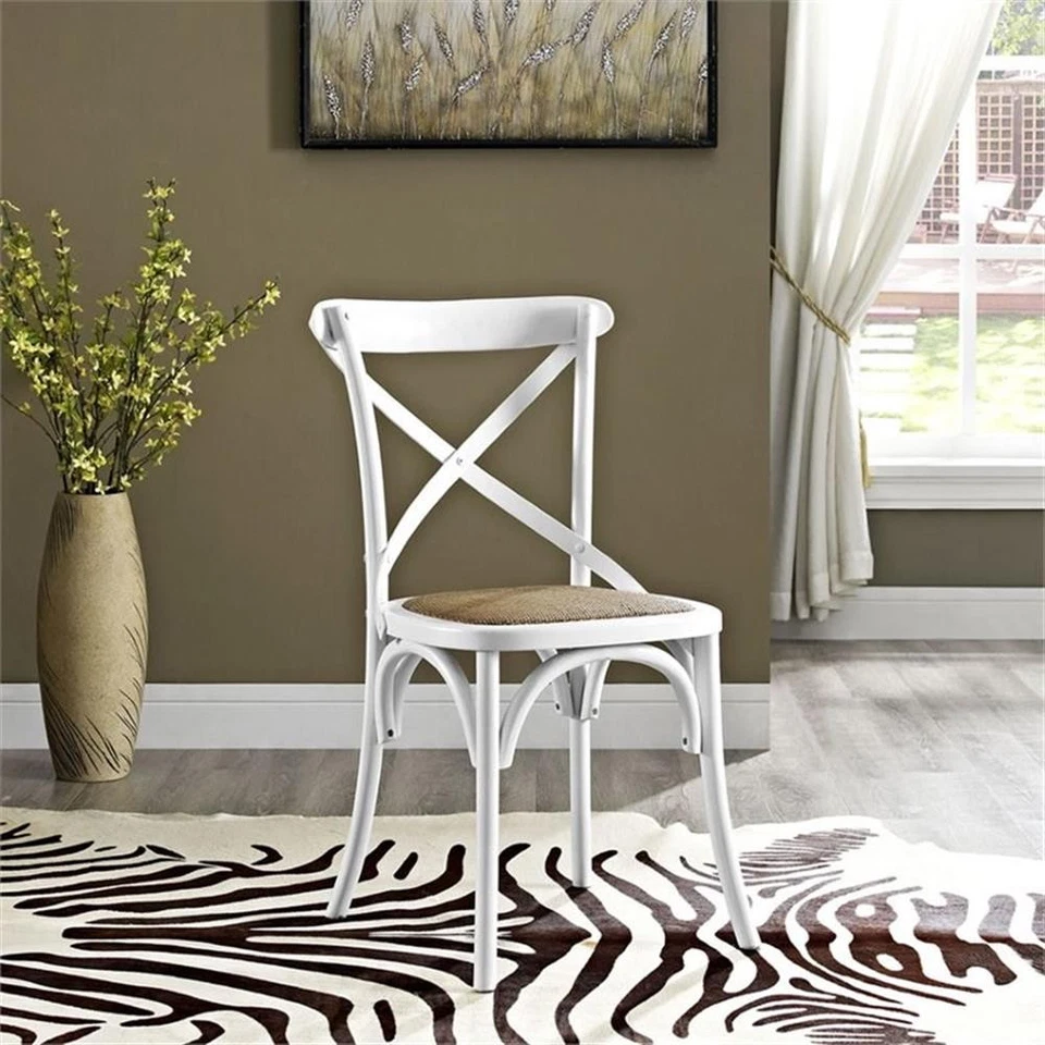 Modway Gear 17.5" Modern Wood Dining Side Chair in White Finish - Image 3 of 4
