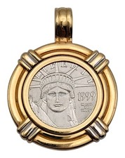 American Platinum Eagle Münze 1999 USA in 14k Gelbgold Einfassung Anhänger
