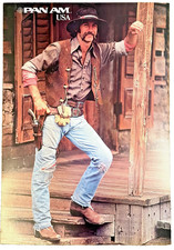 Pan Am Airways Airlines Poster Cowboy USA Vintage 1978 28"x40" Print Original