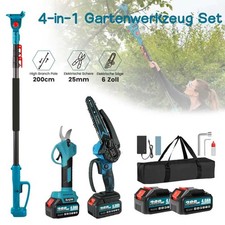 21V Akku Kettensäge Teleskop Hochentaster Gartenschere 4in1 Mit 2x4000mAh Akkus