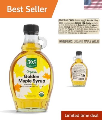 Delicate Flavor Organic Grade A Maple Syrup - 8 Fl Oz for Baking and Desserts