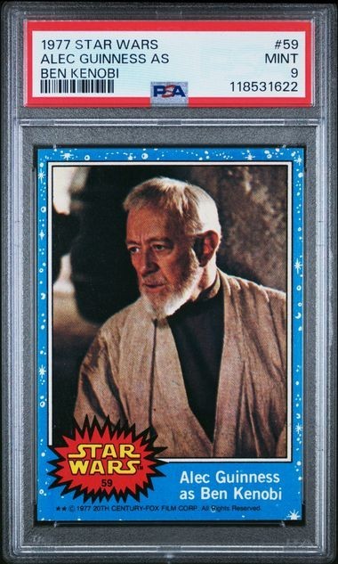 1977 TOPPS STAR WARS ALEC GUINNESS AS BEN KENOBI #59 PSA 9