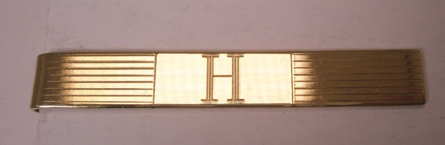 H Engraved Monogram Initials Letters Vintage Tie … - image 3