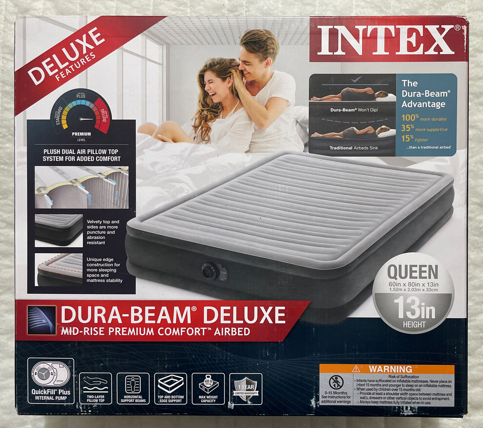 Colchón Hinchable Individual Intex Dura-beam Standard Pillow Rest Mid-rise