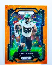 Carl Lawson 2023 Panini Prizm Orange Lazer Holo Refractor Card #231