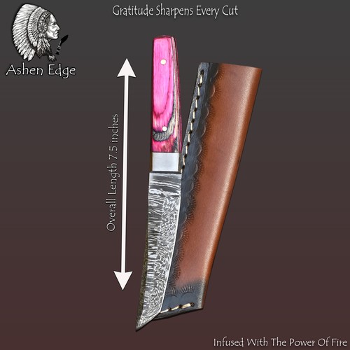 Ashen Edge Custom Twist Damascus Tanto Knife Hard Wood Razor Sharp Steel Bolster
