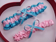 NEW Beautiful Light Pink Turquoise Wedding Prom Garters GetTheGoodStuff A  