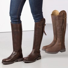 Damen hoher Leder Landstiefel Damen durchgehender Reißverschluss Spanischer Reitstiefel Rydale