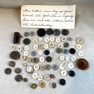Assorted Button Lot (71) Dug Up Around Fort Sites in Wyoming -Some Very Old