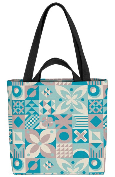 Retro Kachel Blumen Design Tasche Vintage Fliesen BlüTen Muster Nostalgie Flora-image