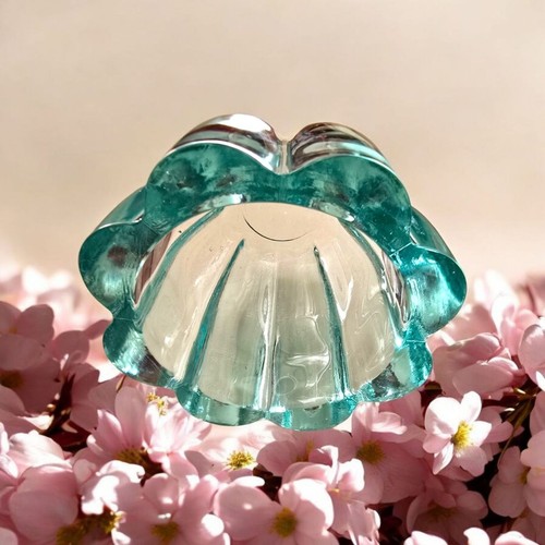 Aqua Green Scalloped Art Glass Vase Bowl Home Decor (S601) - Picture 3 of 6