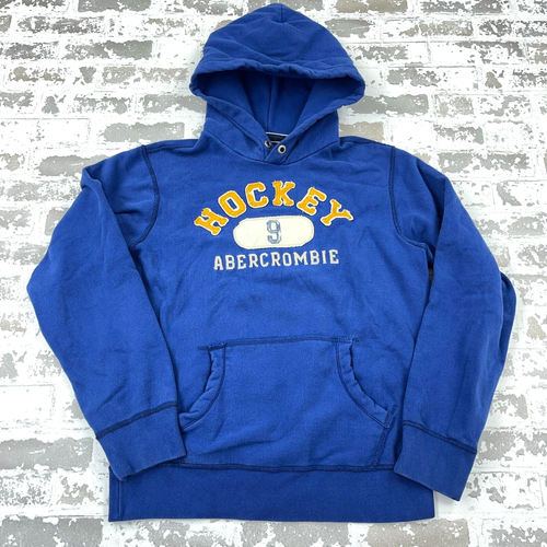 Abercrombie & Fitch Hoodie Boys XL Blue Sweatshirt Sweater Hockey VTG Y2K Youth