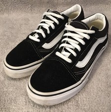 VANS Unisex Old Skool Skate Shoes Black White 721356 Lace Up Sneakers 1.5 Kids