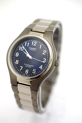 CASIO Midsize LIN-162-2 Titanium Bracelet Blue Dial Analog 50M