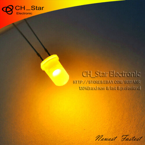 1000PCS 5MM LED Yellow Light Diffused Mist Light 2 Pin Round Top 4kMcd 120Deg - Picture 1 of 2