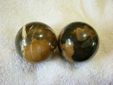 Zebra stone spheres mixed color 3 inch diameter w/stands 2 sphere lot  z33