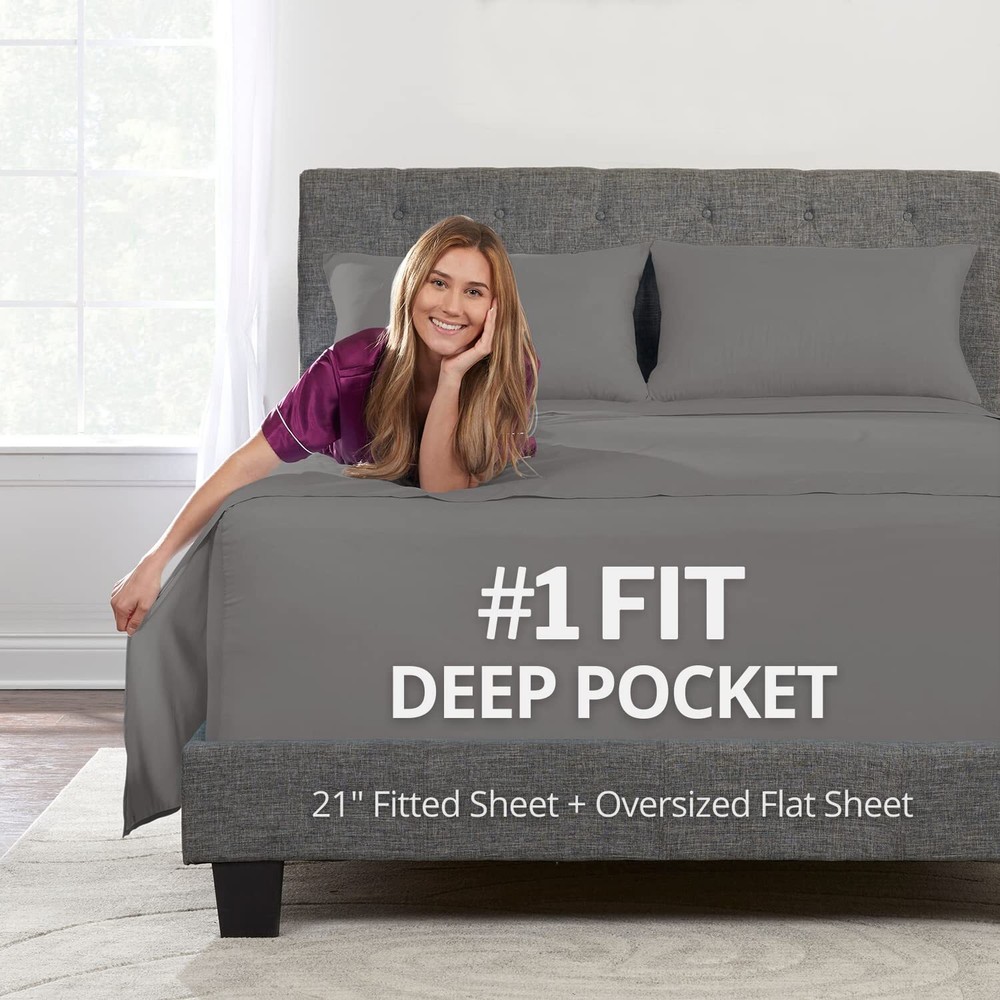Deep Pocket King Sheets – King Size Sheets with Deep Pockets – Extra Deep Poc...