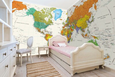 3D World Map ZHUA9468 Wallpaper Wall Murals Removable Self-adhesive Amy