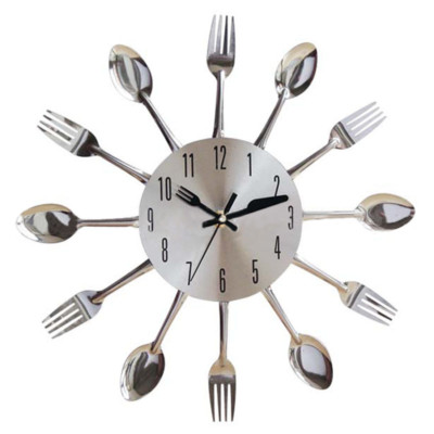 Cutlery Metal Kitchen Clock Modern Stylish Clock For Home Office