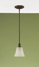Murray Feiss P1096CB Aspen Lodge One Light Mini Pendant, Bronze & Cream Glass